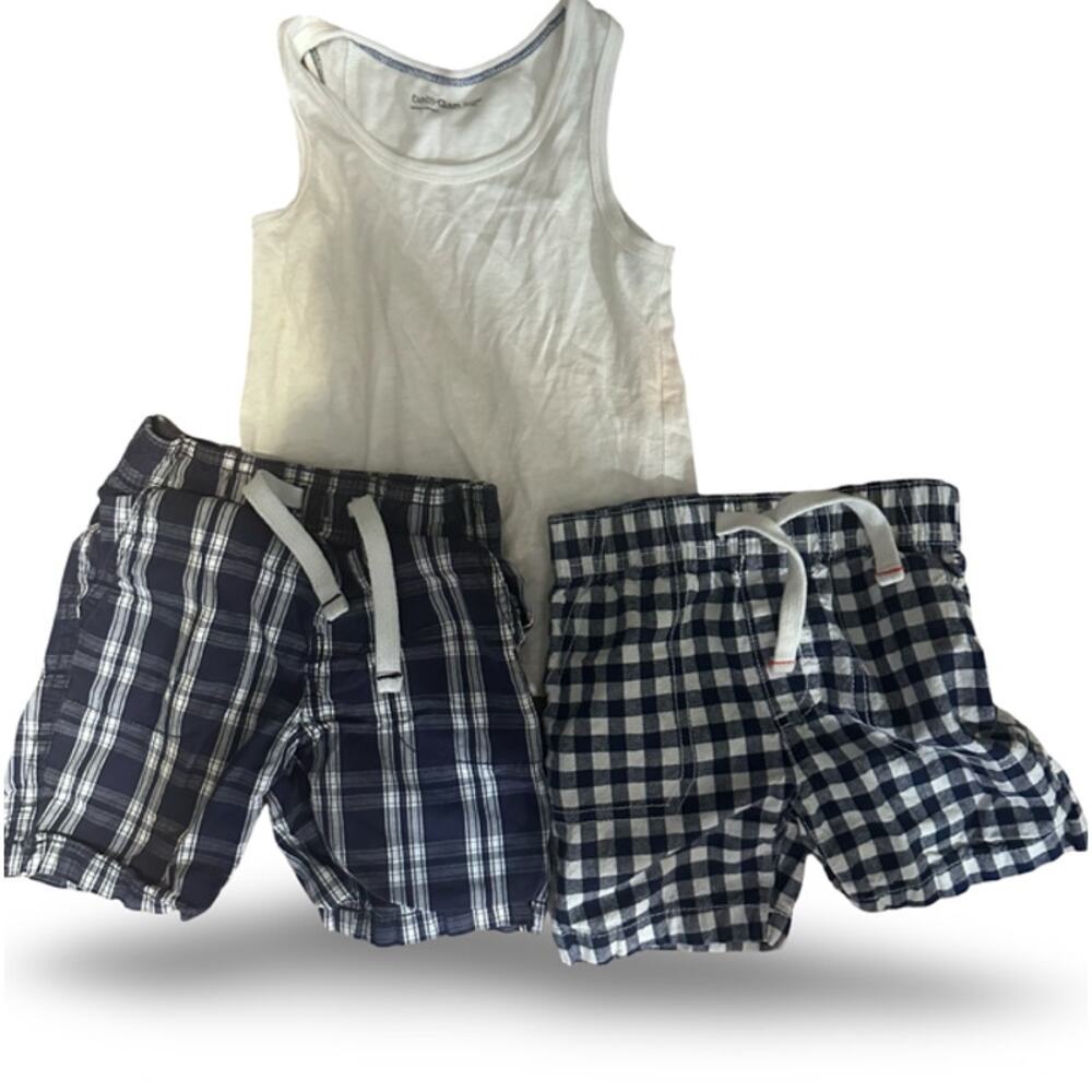 Baby Gap & Carter’s Boys Lot 3T Tank Top &  Shorts Bundle Blue White